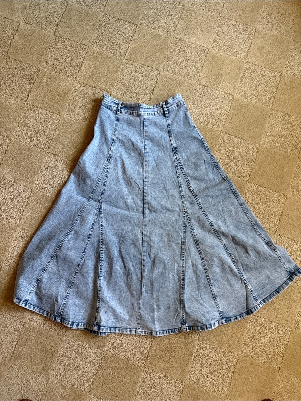 Amazon Light Wash Denim Panelled Circle Skirt